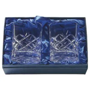 Two Crystal Spirit Glasses In Presentation Case (24% Lead Crystal)