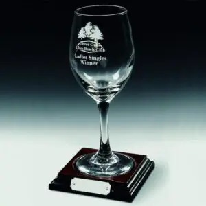 Single Wine Glass On Wood Stand