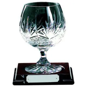 Crystal Brandy Balloon Glass On Wood Stand (24% Lead Crystal)