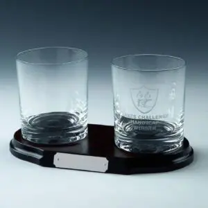 Two Spirit Glasses On Wood Stand