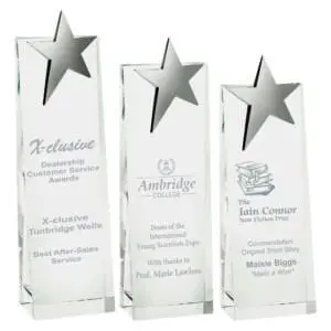 Crystal Wedge With Silver Star Award