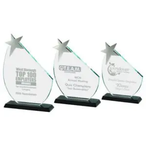 Crystal Silver Star Award With Black Base