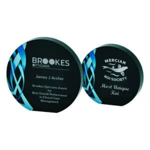 Black & Blue Ribbon Circular Glass Award