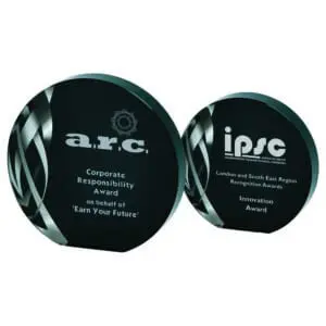 Black & Silver Ribbon Circular Glass Award