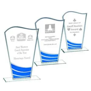 Clear Glass Blue Wave Award