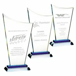 Crystal Curve Top Award With Blue Stand