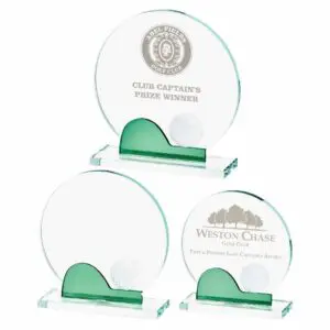 Crystal Circle With Green Base Golf Award