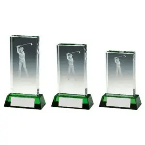 Jade Glass Block/Green Base - Male Golfer