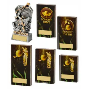 x 6 Assorted Golf Awards Black
