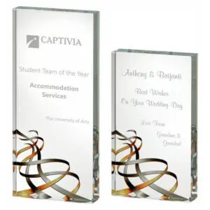 Silver/Gold Ribbon Glass Block
