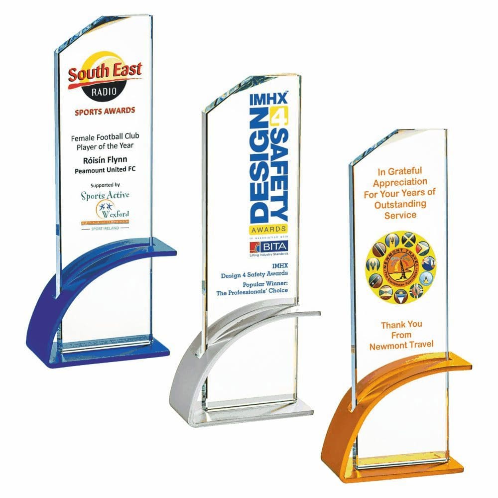 Contemporary Clear Glass Award with Pedestal Base. Available in three sizes main image 0
