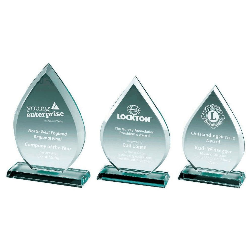 Premium Jade Glass Teardrop Stand Roger Brown Trophies & Engraving