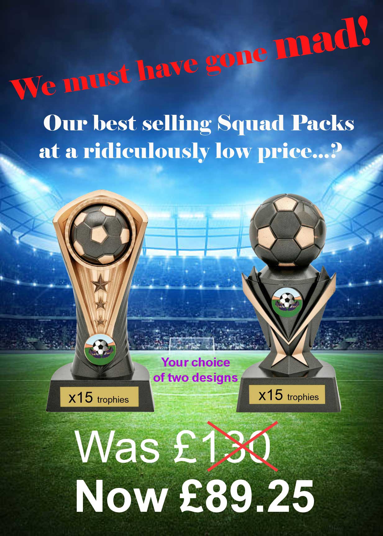 Squad Pack Football Awards – 15 Trophies