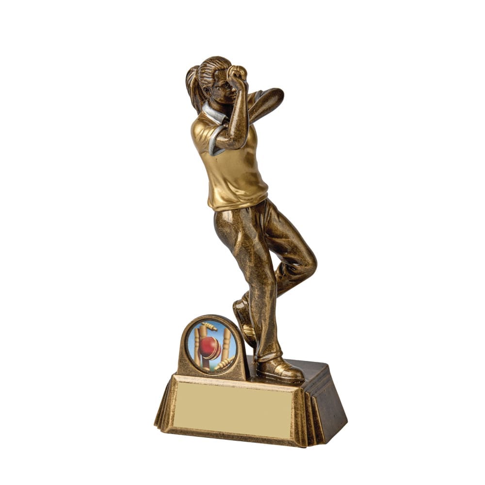 Antique Gold Female Cricket Bowler